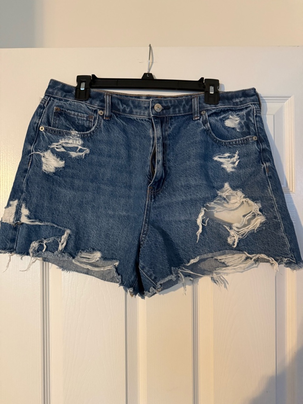 American Eagle Outfitters Distressed Dark Blue Denim Shorts